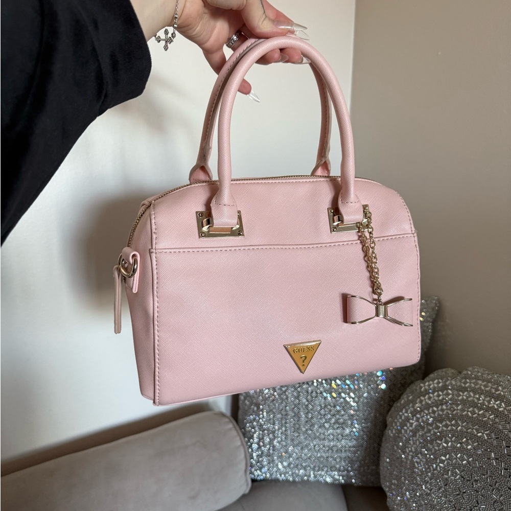 Guess Light Pink Satchel with Bow Charm